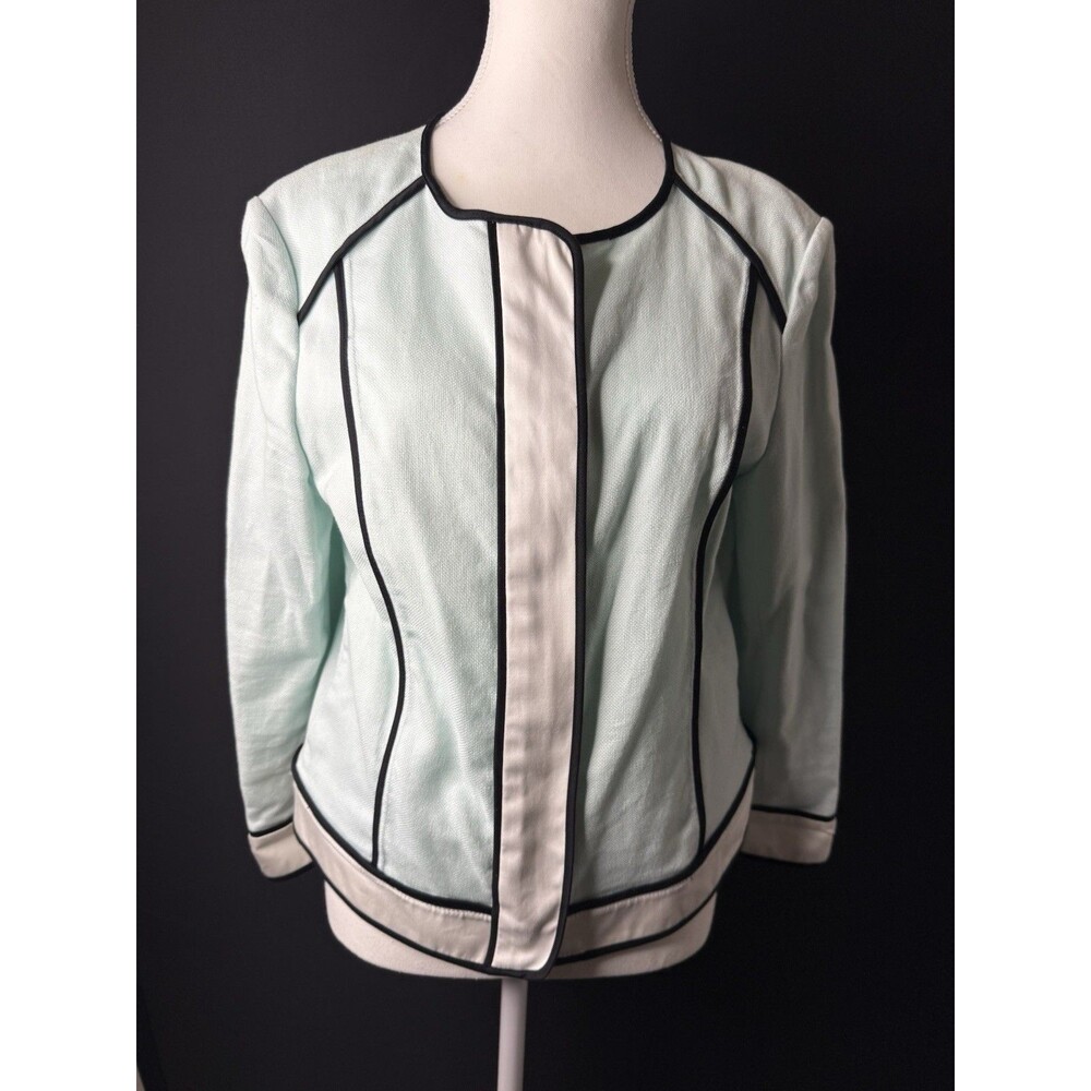 Jones new york womens linen Cotton jacket size 6 lightweight zip up long sleeve